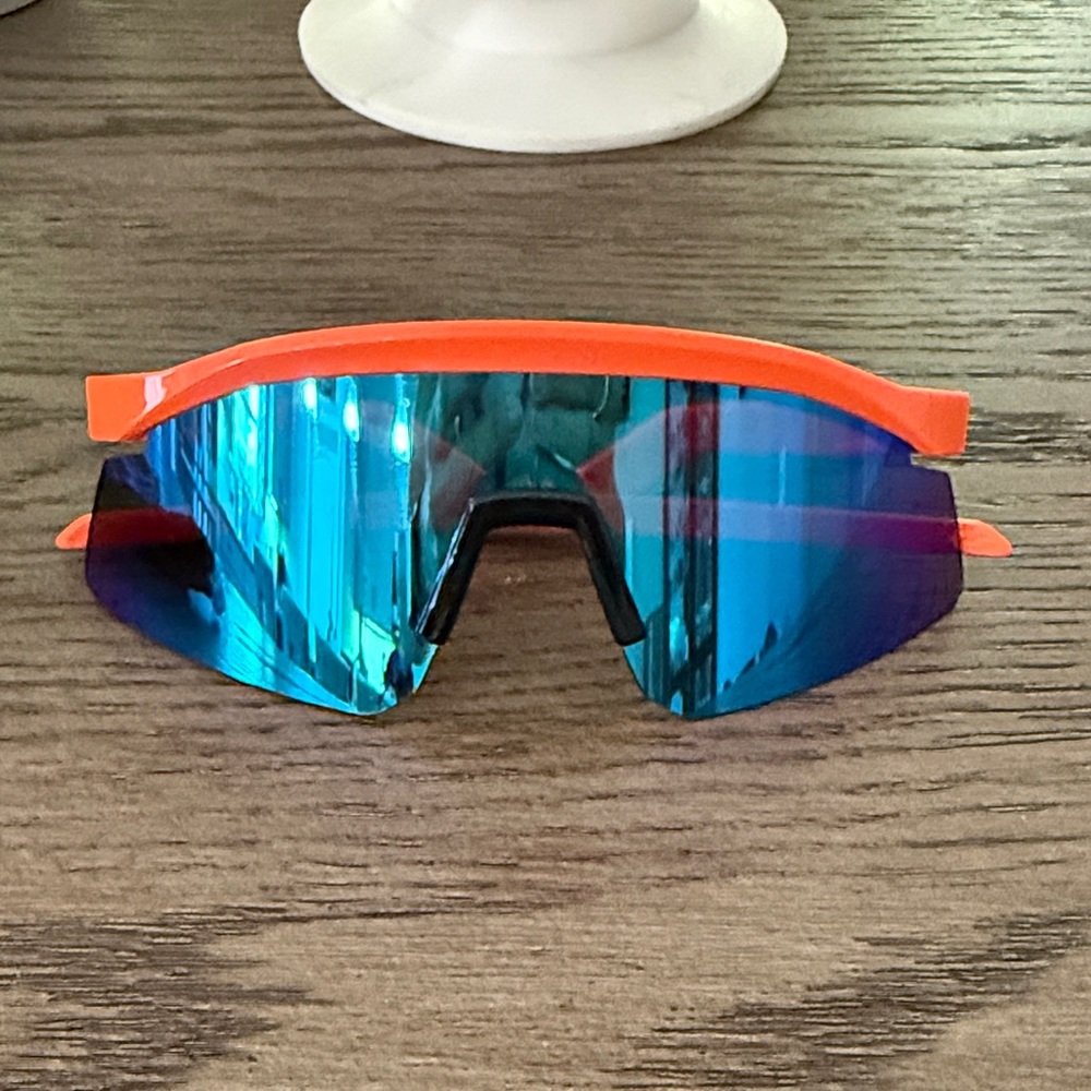 Oakley Sport Shield Sunglasses in Neon Orange with Mirrored Blue Lens